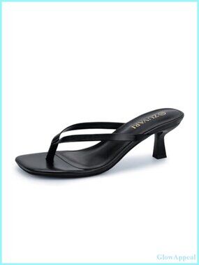 Square Toe Flip Flop Kitten Heel Sandals Slip On Thong 2.16in Heel
